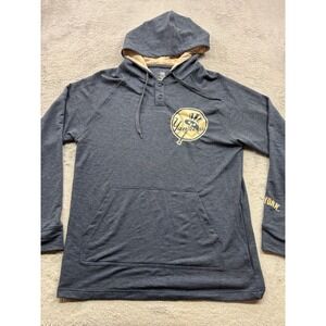 New York Yankees Cooperstown Collection True Fan Henley Hoodie Navy Blue Medium
